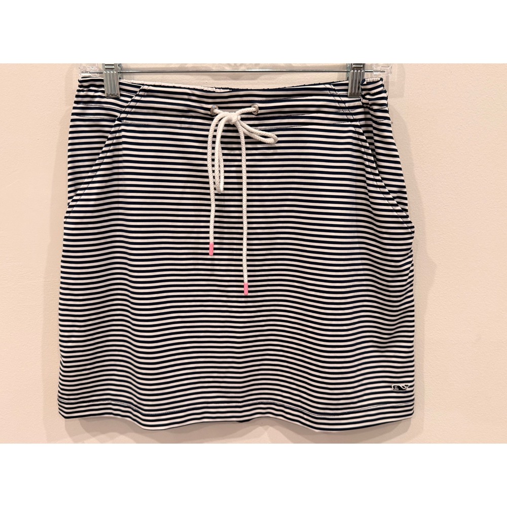 Vineyard‎ Vines Skirt XS Navy White Stripe Stretch Drawstring Casual Preppy